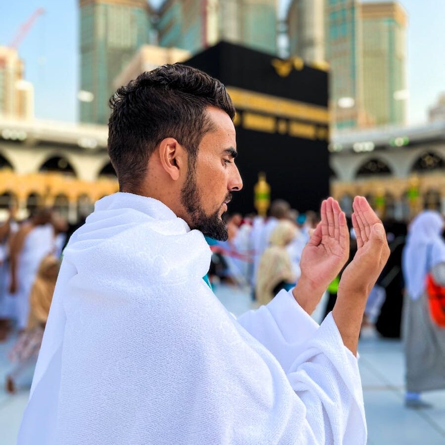 Pilgrim Praying near Kaaba